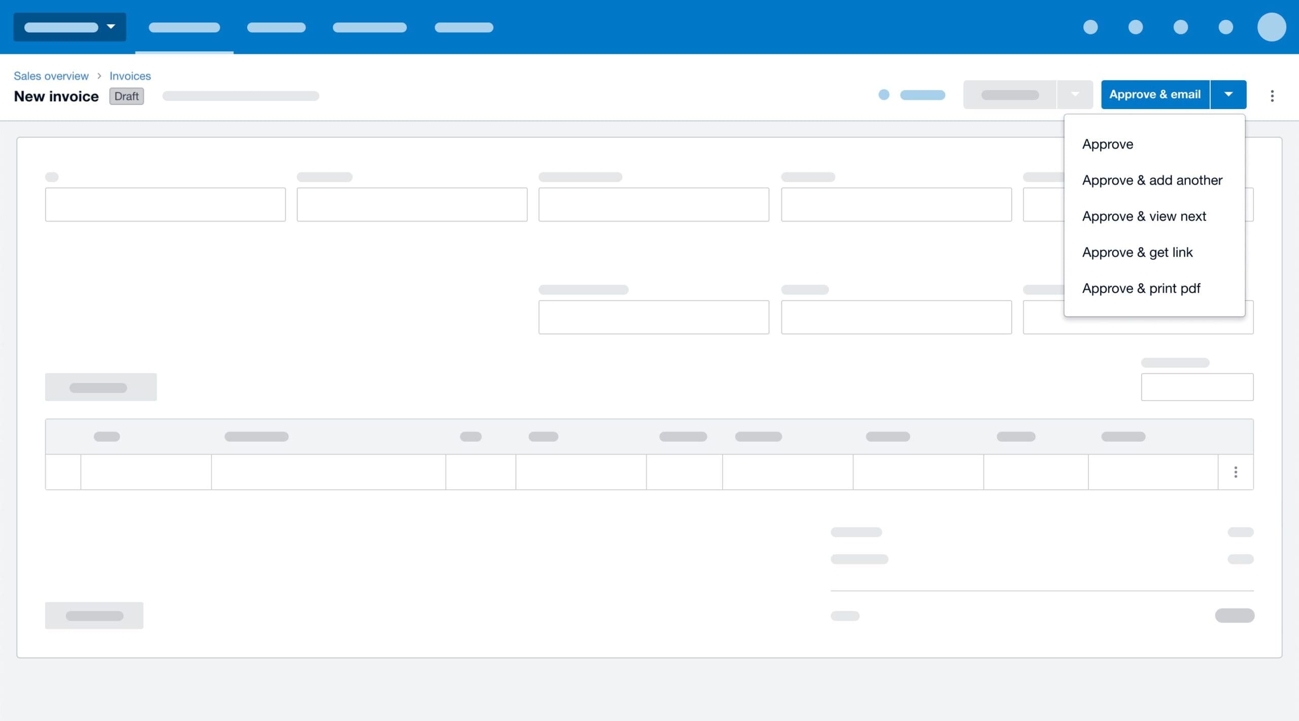 Screenshot of new invoicing in Xero showing the Approve and email feature