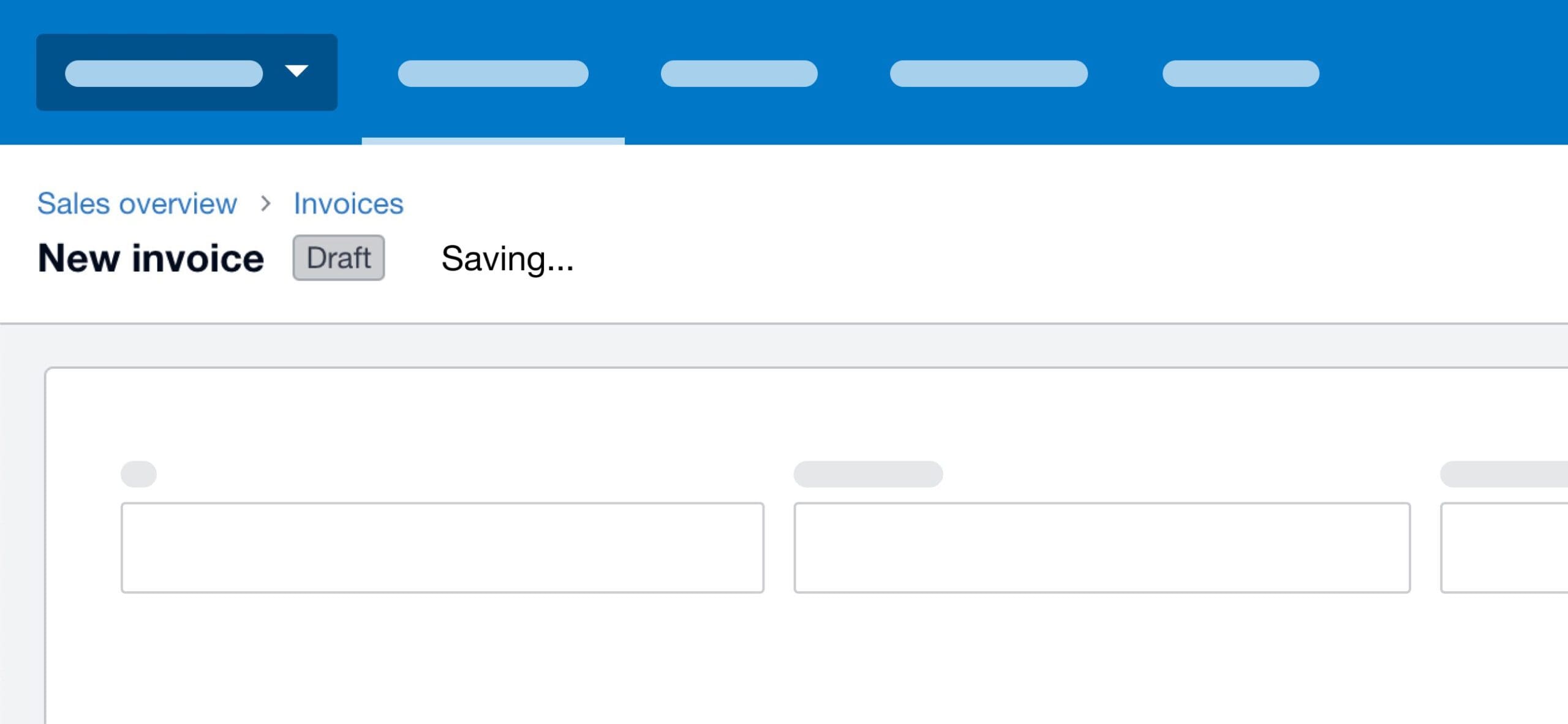 Screenshot of new invoicing in Xero showing the autosave feature